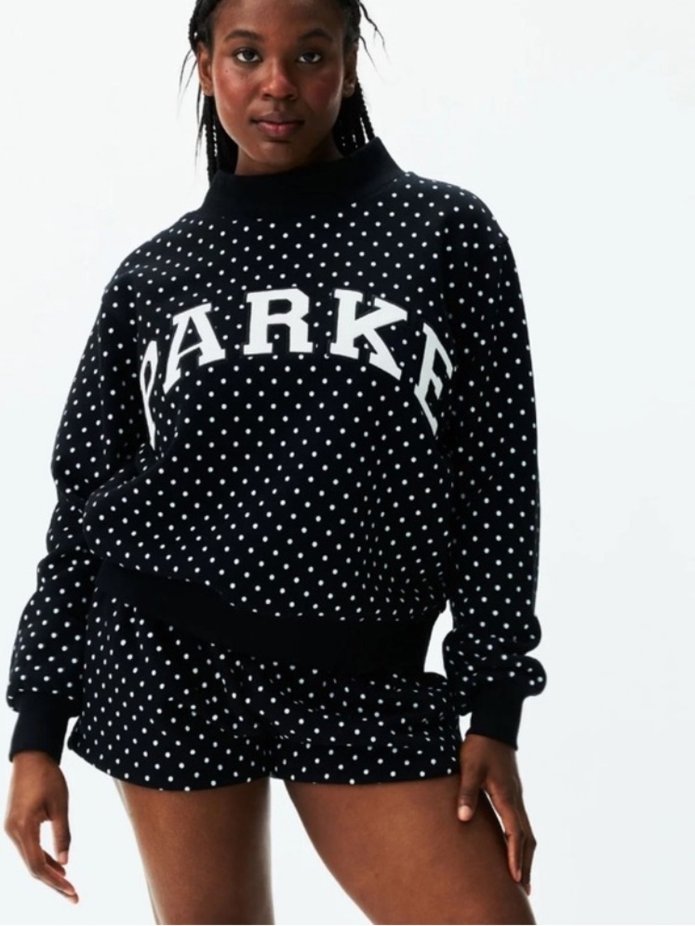 Parke Black Polka Dot mockneck new l/xl